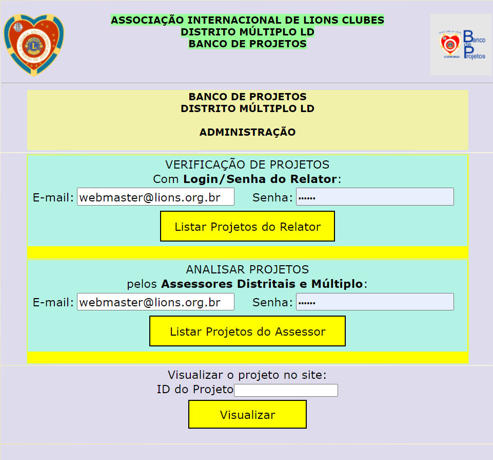 pagina da administracao